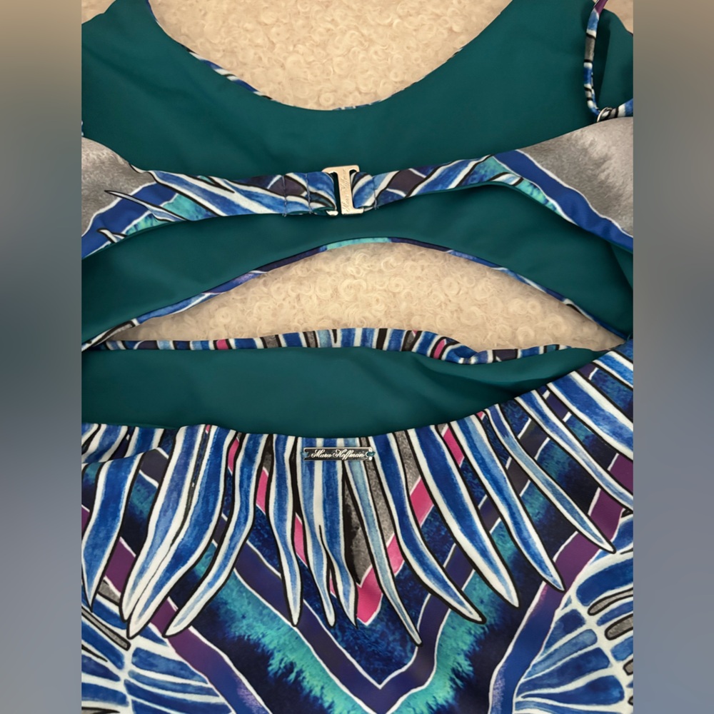 Mara Hoffman Blue Cut Out Monokini - Picture 3 of 4